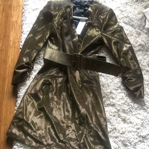 Zara Festival Season Gold belted blazer dress